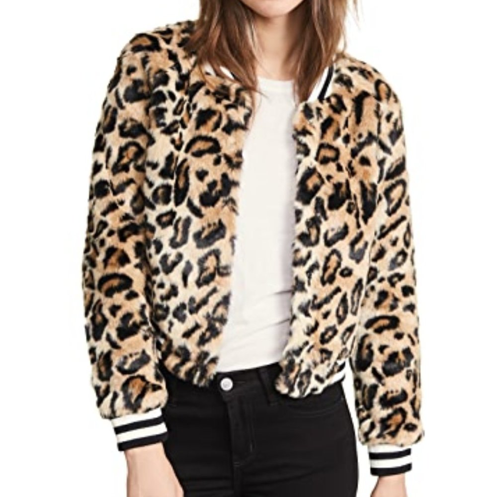 NWT Jack by BB Dakota Leopard Faux Fur Bomber Med